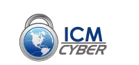 ICM logo - lock with globe in blue and grey